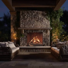 This is an image of the direct vent fireplace by Ortal with a link to the product page.